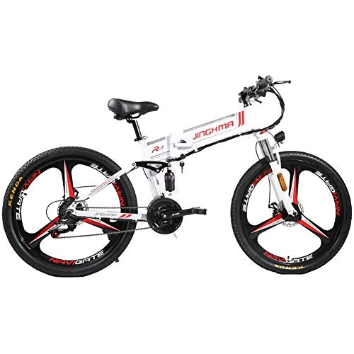 Bici elettriches : 350W Bici Elettrica Pieghevole, Mountain Bike Elettrico Bike Ebike Dotato di Freno EBS Telaio in Lega di Alluminio Batteria Rimovibile Design Leggero (Color : White)