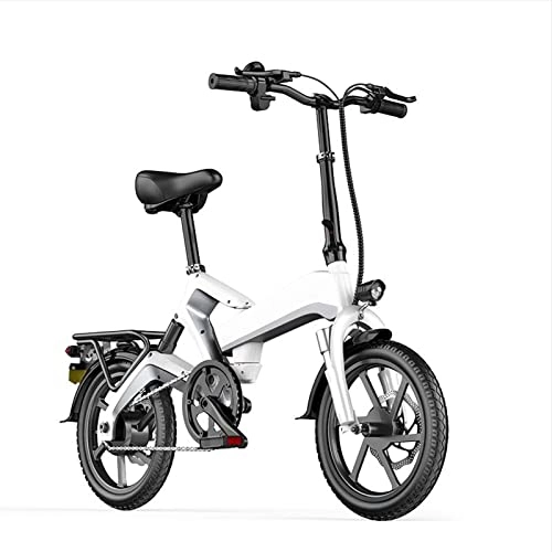Bici elettriches : 400W Bike elettrica Pieghevole for Adulti Bicicletta elettrica Leggera for Adulti 48V 10Ah Batteria al Litio 16 Pollici Pneumatico Elettrico Mini Pieghevole e Bike (Colore : White)