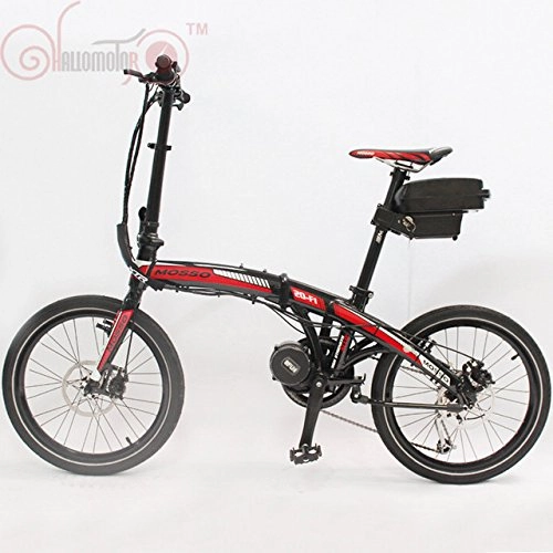 Bici elettriches : 48V 750W Bafang Mid-Drive Motor Mosso 20-F1 Mini Foldable +12AH Li-Ion Ebike Battery White / Blue or Black / Red Color