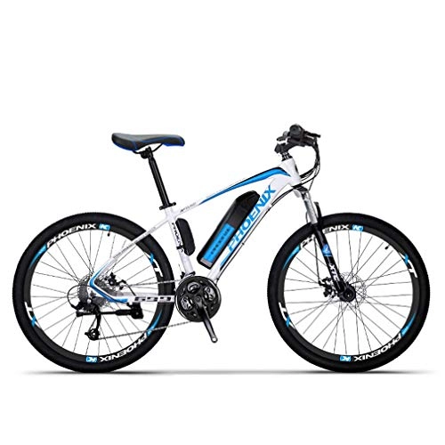 Bici elettriches : Adulti elettrica Mountain Bike, Biciclette da Neve 250W, Rimovibile 36V 10Ah Batteria al Litio per 27 velocità Bicicletta elettrica, 26 Pollici Ruote, Blu