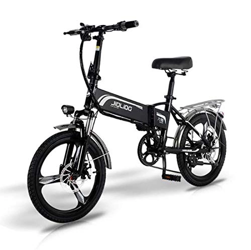 Bici elettriches : AISHFP Montagna Adulto Bici elettrica, 350W 48V Batteria al Litio, Lega di Alluminio di 7 velocità Pieghevole Bicicletta elettrica da 20 Pollici in Lega di magnesio Ruote, Nero, 55KM