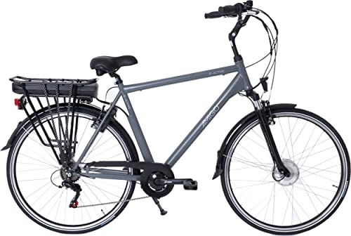 Bici elettriches : Amigo E-Active - Bicicletta elettrica da uomo da 28 pollici, con cambio Shimano a 7 marce, adatta a partire da 175-185 cm, colore: grigio