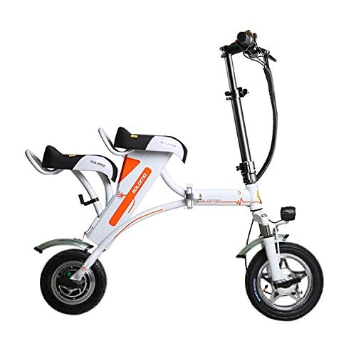 Bici elettriches : Auto Elettrica Fresca Pieghevole per Adulti Guida Scooter Elettrico a Due Ruote Mini Bicicletta Elettrica 36V 12AH White 105CM*90CM