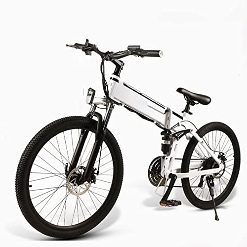 Bici elettriches : AWJ Bicicletta elettrica Pieghevole 48V Motore 500W 21 velocità E Bike 30km / h Bicicletta elettrica 10Ah Batteria 26 Pollici Pneumatico MTB Bike