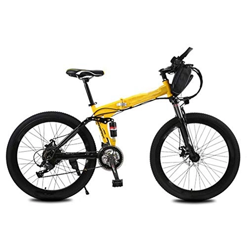 Bici elettriches : AYHa Bicicletta elettrica pieghevole assistita, 21 velocità 240 W 26 pollici Bicicletta elettrica da città per adulti con batteria rimovibile Freni a doppio disco per pendolari Ebike Unisex, Giallo, CD