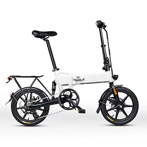 Bici elettriches : AYHa Bicicletta elettrica pieghevole per adulti, bici elettrica da viaggio a 6 velocità 250 W 16 pollici con freni a doppio disco agli ioni di litio da 36 V 7, 5 Ah / 10, 5 Ah rimovibili con sedile pos