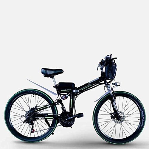 Bici elettriches : AYHa Elettrico pieghevole Mountain bike, 350W / 500W 8-15Ah 26 pollici di moda urban bike portatile elettrico del freno a disco adatto per gli uomini Donne Città Pendolarismo, Nero, 48V8AH350W