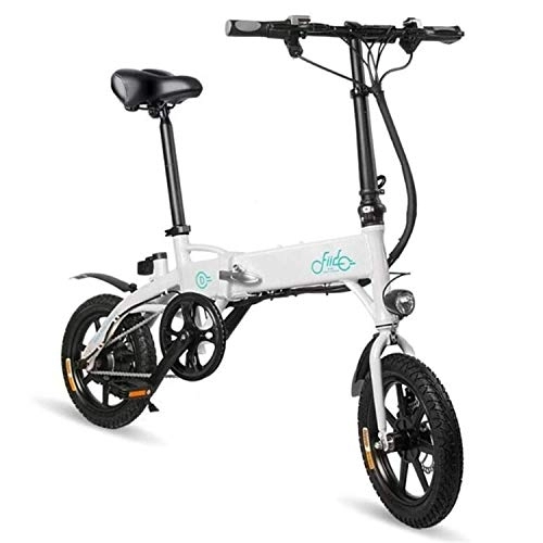 Bici elettriches : BABIFIS, Bicicletta elettrica Pieghevole Pieghevole, 250 W, 10, 4 Ah, in Lega di Alluminio, Portatile Bianco