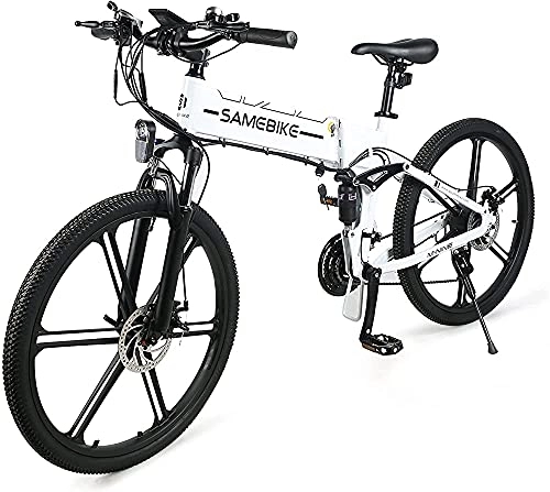 Bici elettriches : Bici Da 26 Pollici Lo26-ii Da 26 Pollici Per Adulti, Bike Elettrica Pieghevole Da Montagna 500w 48 V 10ah, Biciclette Elettriche Shimano 7 Gears Con Strumento Lcd A Colori Tft(Color:bianca)