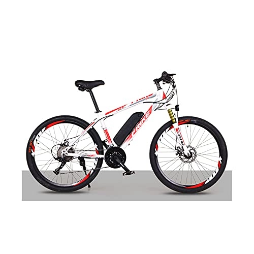 Bici elettriches : Bici Da Montagna Elettrica Da 26 "250w Bicicletta Elettrica Con Batteria Al Litio Rimovibile Da 36v 8ah, Cambio Da 21 Velocità, 35 Km / H, Chilometraggio Di Ricarica Fino A 35-50km(Color:rosso bianco)