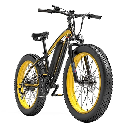 Bici elettriches : Bici elettrica 1000w per Adulti, Batteria agli ioni di Litio 48v 16Ah Rimovibile Bicicletta elettrica da Montagna 26'' Fat Tire Ebike 25mph Snow Beach E-Bike (Colore : 16AH Yellow)