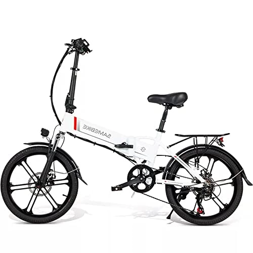 Bici elettriches : Bici Elettrica, 20" Bicicletta Elettrica Pieghevole, Bicicletta Elettrica Adulto City E-bike, Bike Elettrica 48V 10.4Ah Titolare USB, Bicicletta Ciclomotore con Shimano 7 Velocità (20LVXD30-II Bianco)