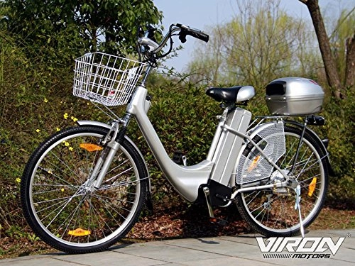 Bici elettriches : Bici elettrica, 250 W, 36 V, 66 cm – Pedelec bicicletta con motore citybike, Silber