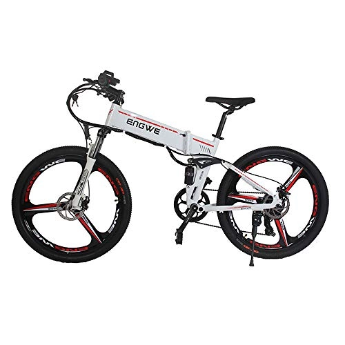 Bici elettriches : Bici elettrica 26 pollici Alluminio Pieghevole Bicicletta elettrica 400 W Potente bici 48 V 12.5A Batteria Mountain ebike Snow / beach / city e bike (bianco)