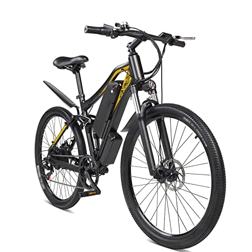 Bici elettriches : Bici elettrica 500W per Adulti Mountain Ebike Snow Bicycle Sport Beach Cycling 48V 17Ah Bici elettrica in Lega di Alluminio (Colore : Nero)