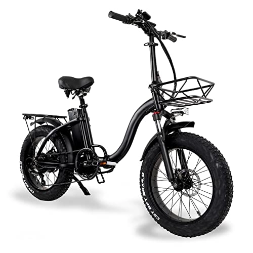 Bici elettriches : Bici elettrica 800W 48V 12.8ah Bicicletta per Adulti Snow Mountain 20 Pollici Pieghevole Fat Tire Ebike per Uomo Donna (Colore : No Basket 800W)