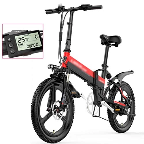 Bici elettriches : Bici elettrica Bici Elettriche per Adulti, Bici in Lega di Magnesio per Biciclette Fuoristrada, 20"48V 400W 10.4Ah Mountain Ebike, con Luce A LED (Color : Red, Size : 160 * 115cm)
