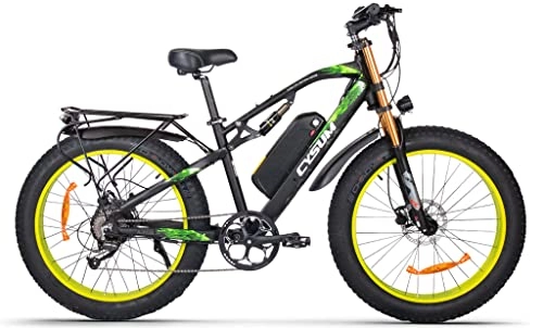 Bici elettriches : Bici elettrica da 26 pollici * 4.0 Pneumatico a grasso Bicicletta da neve per uomo 48 V * 17ah LG / Panasonic Li-Battery Mountain bike(Green)