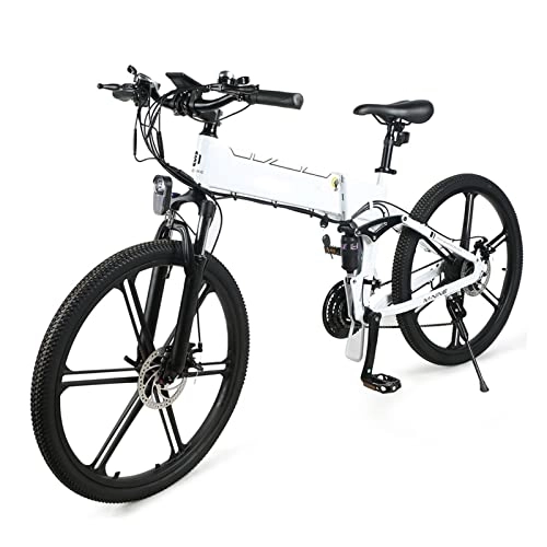 Bici elettriches : Bici elettrica da 500W per Adulti Pieghevole Bicicletta elettrica da Montagna 20 mph 21 velocità 48V 10.4Ah Bicicletta elettrica Pieghevole (Colore : D)