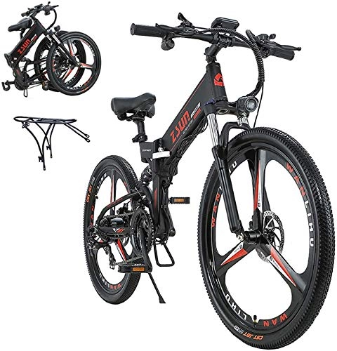 Bici elettriches : Bici elettrica da montagna da 26 pollici, motore 350w 48v 12.8ah batteria al litio rimovibile, freni a doppio disco, ingranaggi a 21 velocità, forcella con telaio in alluminio, forcella da spiaggia, b