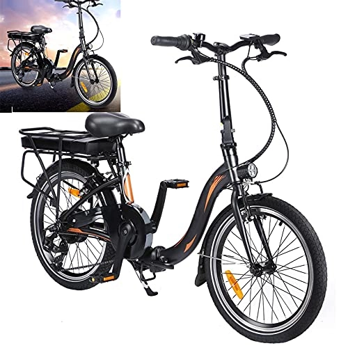 Bici elettriches : Bici elettrica Guidare a una velocità massima di 25 km / h Biciclette elettriche Capacità della batteria agli ioni di litio (AH) 10AH Bike Misura pneumatici 20 pollici, nero
