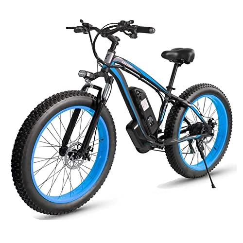 Bici elettriches : Bici elettrica per Adulti 26" Fat Tire 1000W Motore Rimovibile Li-Ion Batteria 13Ah 21 Numero di velocità Bicicletta elettrica da Montagna (Colore : Blu, Number of speeds : 21)