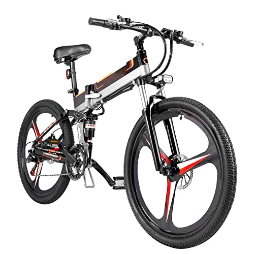 Bici elettriches : Bici Elettrica per Adulti Pieghevole da 500 W Bici da Neve Bicicletta Elettrica da Spiaggia 48 V Batteria al Litio Mountain Bike Elettrica (Colore : Nero)