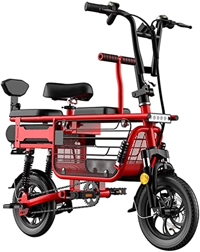 Bici elettriches : Bici elettrica per adulti Scooter elettrico per bicicletta a 3 posti Batteria al litio 48v con cestello portaoggetti per seggiolino per bambini Display LCD da 12 pollici per pneumatici antideflagranti