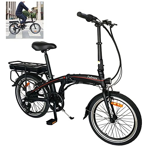 Bici elettriches : Bici Elettrica Pieghevole 20' per Adulti Nero, Velocit Massima 25km / h Autonomia 45-55km Portatile Potenza 250 W 36V 10 Ah Per Adulti E Adolescenti Carico massimo: 120 kg