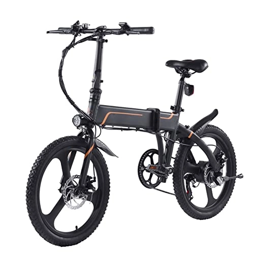 Bici elettriches : Bici elettrica Pieghevole 350W Motore 15MPH (25km / H) Mountain Bike Elettrica 20" Pneumatici Bicicletta Elettrica Pieghevole (Colore : Nero)