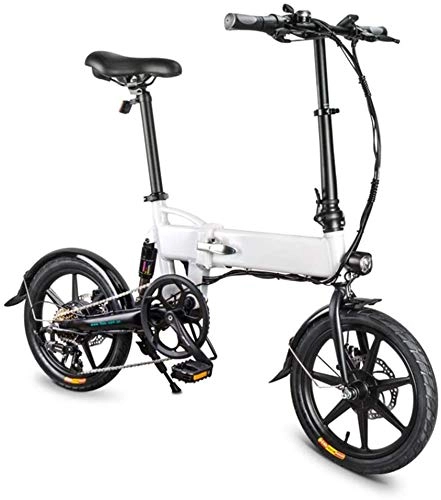 Bici elettriches : Bici elettrica Pieghevole da 16 Pollici, Bici elettrica in Alluminio per Bici elettrica per Adulti con Batteria al Litio Integrata da 36 V 7, 8 Ah, Motore brushless da 250 W e Freni Meccanici a dopp