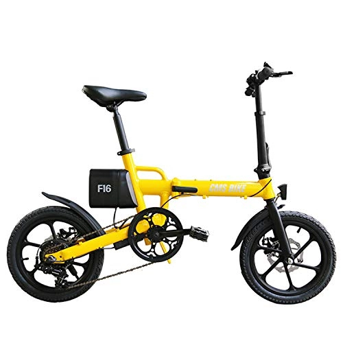 Bici elettriches : Bici Elettrica Pieghevole da 16 Pollici da 250W, Fino A 25 Km / H City Bike con 7.8Ah 36 V Batteria al Litio Gamma City Bike 40Km, Adult Unisex, Giallo