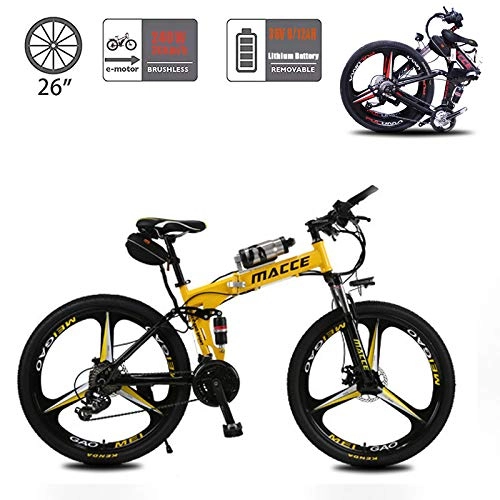 Bici elettriches : Bici elettrica, Pieghevole E-Bike con 36V Rimovibile di Carica Batteria al Litio / 21 velocità / 26inch Super Leggero, Urban Commuter Biciclette per Ault Uomo Donna, Giallo