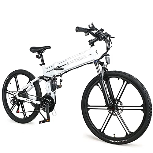 Bici elettriches : Bici Elettrica Pieghevole Leggera, 26 Pollici Portatile Bicicletta Elettrica, 500W Adulto Bici Elettrica, Con Batteria Rimovibile 48V / 10Ah Bicicletta Pedalata Assistita, Carico Massimo 150Kg / 330Lb., White