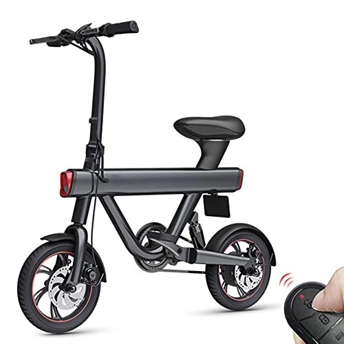 Bici elettriches : Bici Elettrica Pieghevole Per Adulti Da 12", Bicicletta Elettrica Da Pendolarismo Con Motore Da 240 W, Batteria Al Litio Da 36 V 10 Ah Fino A 30 Km / H, Con Sistema Antifurto A Doppia Sospensione, Nero