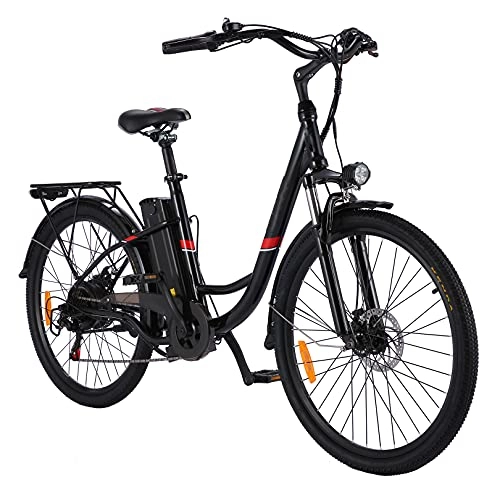 Bici elettriches : Bici Elettrica Winice 26 pollici Ebike Donna Uomo Pedelec, Motore 250W e Batteria Rimovibile Agli Ioni di Litio 36V 8Ah, Bici da Città Urbana Shimano a 7 Velocità, 25 km / h, Autonomia 40 km