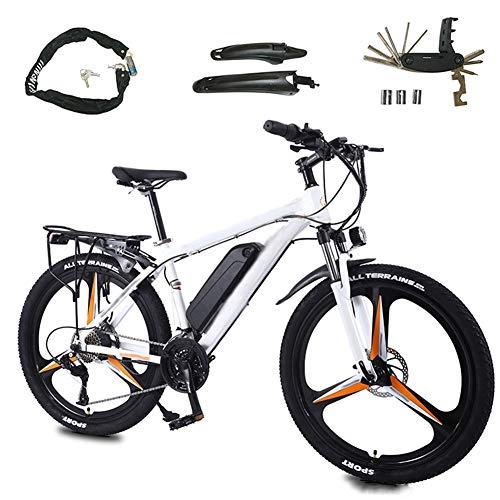 Bici elettriches : Bici Elettriche, 27 Velocità Mountain Bike Elettrica Per Adulti, Ruota Integrata A Tre Coltelli in Lega Di Magnesio, Bicicletta Da 26 Pollici 36V 350W Rimovibile Con Batteria Al Litio, Arancia, 36V10AH