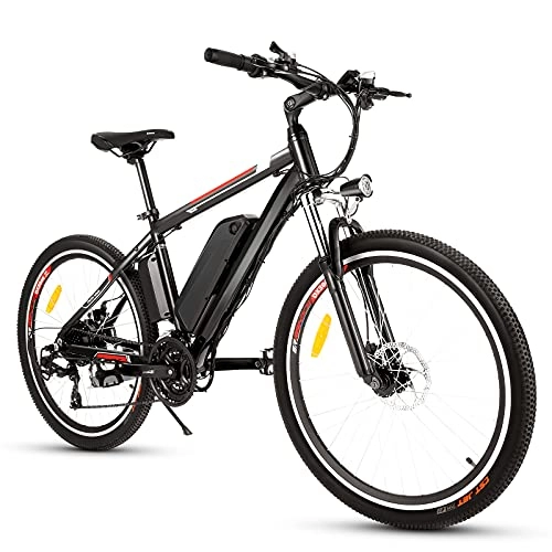 Bici elettriches : Bici Elettriche Mountain Bike 26" Bicicletta elettrica con batteria al litio rimovibile da 36 V 12, 5 Ah, Cambio a 21 velocità, 15, 6 mph (Black)