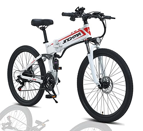 Bici elettriches : Bici Elettriche Mountain E-Bike 26" 350W, con 2 x Batteria al Litio Rimovibile da 48V 10Ah, Professionale Shimano 7 velocità, Max Speed 40km / h, EU Warehouse, White