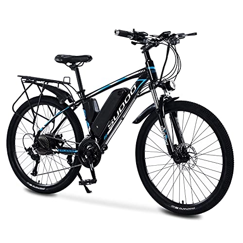 Bici elettriches : Bicicletta elettrica, 26" Bici Elettrica da Trekking con portapacchi posteriore, Alluminio Mountain Bike con Batteria Rimovibile 36V 13AH, 350W Motore, 27 Velocità Per Adulto Uomini Donne (Arancione)