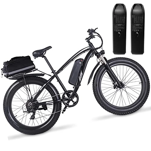 Bici elettriches : Bicicletta elettrica 26 pollici Fat Tire offroad Bicicletta elettrica Mountain E-bike Pedale Assist 48V 17Ah Batteria al litio Freno a disco idraulico MX02S (due batterie)