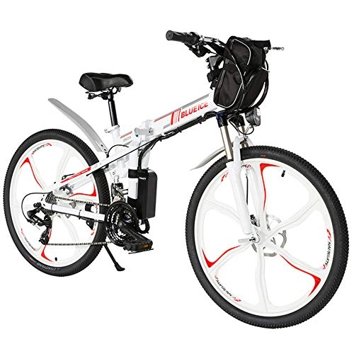 Bici elettriches : Bicicletta Elettrica A 26 Pollici Da Montagna Bicicletta Elettrica Pieghevole A 24 Velocità Potere Da Viaggio Batteria Rimovibile Agli Ioni Di Litio MTB Bicicletta Bicicletta Unisex, 2White15ah(100km)-26Inch