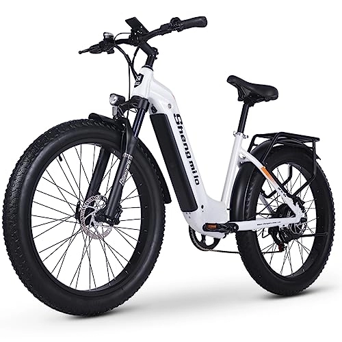 Bici elettriches : Bicicletta elettrica a pedalata assistita per adulti, motore BAFANG, pneumatici 26" x 3.0 Fat, Shimano 7 velocità, batteria rimovibile 48 V 17.5 Ah, mountain bike elettrica per uso quotidiano.