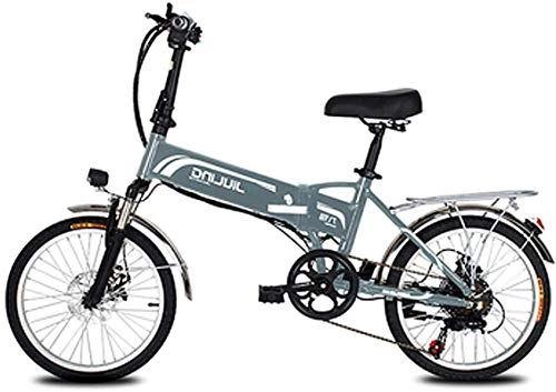 Bici elettriches : Bicicletta elettrica da 20 pollici per adulti, bici elettrica pieghevole / bici da pendolarismo elettrica con batteria 48V 10.5 / 12.5Ah e ingranaggi professionali a 7 velocità (colore: grigio, dimens