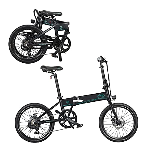 Bici elettriches : Bicicletta elettrica da 20 pollici, pieghevole, 36 V, 250 W, display LCD da 10, 4 Ah, 30 km / h, 3 marce, in lega di alluminio, 18 kg, luci posteriori anteriori e posteriori per mountain bike (nero)