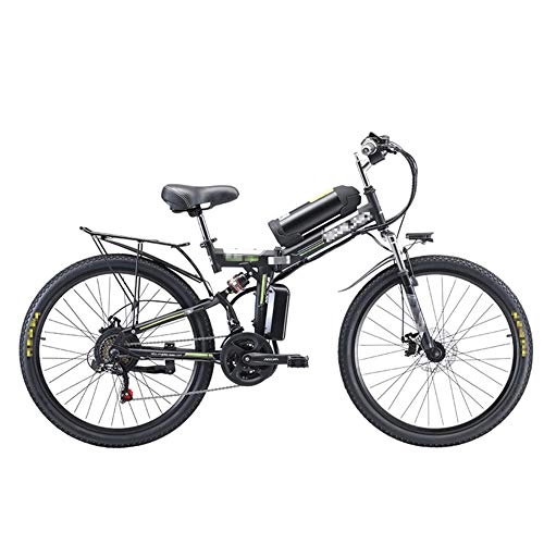 Bici elettriches : Bicicletta Elettrica da Città, Bicicletta Elettrica Pieghevole 26" Bici al Lavoro con Batteria al Litio Removibile 48V 8Ah Motore 350W Telaio in Lega di Alluminio Mountain Bike, Nero, Spoke Wheel