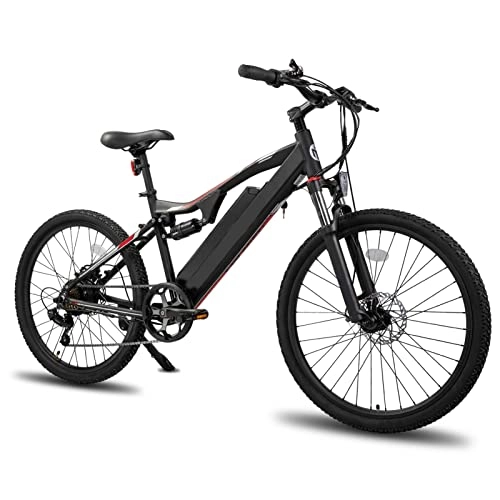 Bici elettriches : Bicicletta elettrica da Montagna per Adulti 250W / 500W 10Ah Motore del mozzo della Ruota Telaio in Alluminio Bicicletta elettrica Posteriore a 7 velocità (Colore : Nero, Taglia : 500W)