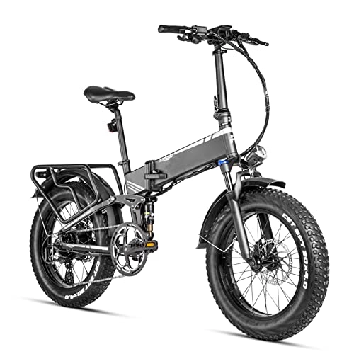 Bici elettriches : Bicicletta elettrica for Adulti Pieghevole 750W 20 * 4, 0 Pollici Pneumatico a Grasso Pneumatico Elettrico 48 V 12Ah Batteria Ebike (Colore : Nero)