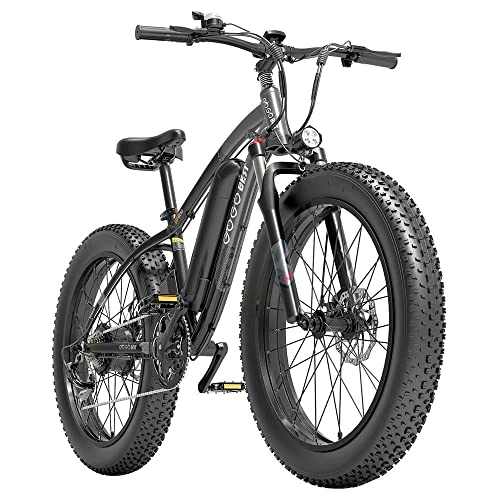 Bici elettriches : Bicicletta Elettrica GOGOBEST GF600, Fat Bike Elettrica, Mountain Bike, E-Bike da 26''*4.0'', city bike, batteria da 48V 13Ah, Pendenza superabile pendenza 35° (Nero grigio)