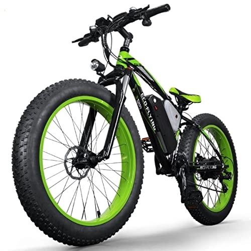Bici elettriches : Bicicletta elettrica, mountain bike, in alluminio, 26 pollici, 4", Chaoyang, pneumatici grassi, doppi freni a disco, 48 V, 1000 W, motore brushless (verde)
